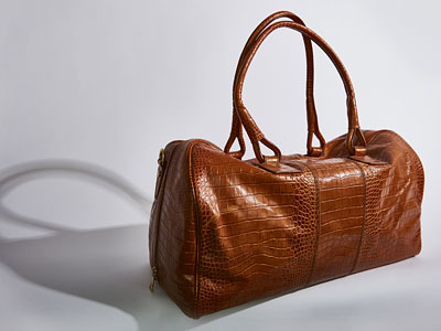 Tan croc calf leather drivers holdall